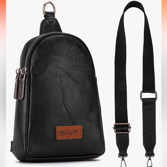 Wrangler Crossbody Sling Bag for Women Fanny Pack Purse Chest Bag Black NEW - Picture 3 of 7